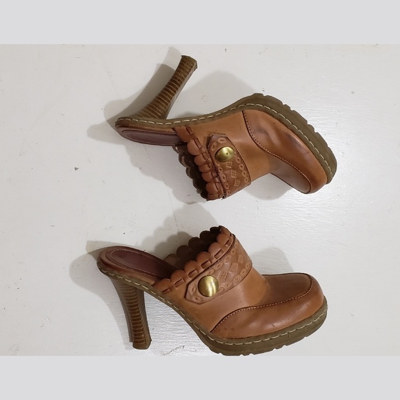 Retro Brown Dollhouse Mules sz 6.5 - Picture 2 of 3